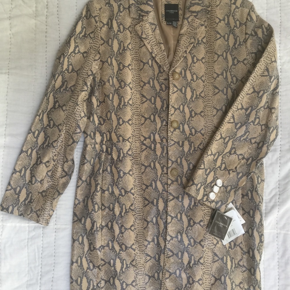 100% Leather Python Print Leather Coat